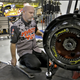 John Sweeney works on the axle of a monster truck Nov. 25, 2014, at Feld Entertainment in Ellenton, Fla.